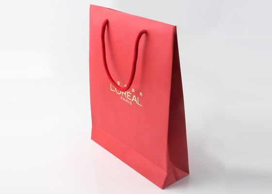 Gold Foil Hot Stamping Gift Packing Bags Multi Color Cotton Rope Handles
