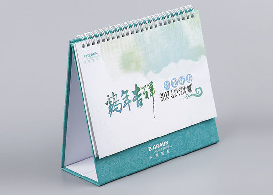 White Metal Binding Office Desk Calendar Cmyk Full Color And Paper Printing