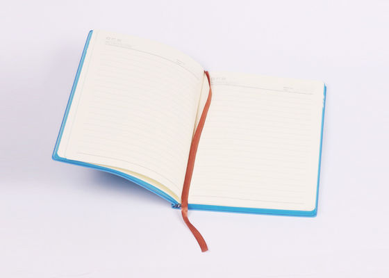 Pu Leather Light Blue Soft Cover Notebook With Color Edge And Belly Band