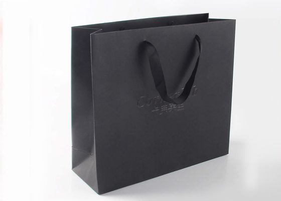 Luxury Style Printed Paper Shopping Bags Recyclable With Grosgrain Ribbon