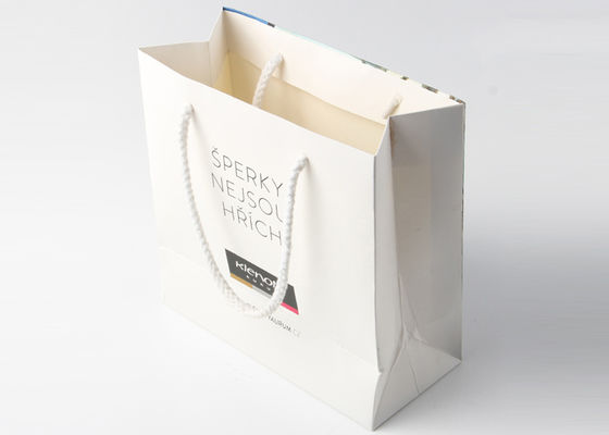Kraft Paper Coloured Paper Bags With Glossy Lamination , White Personalised Paper Bags