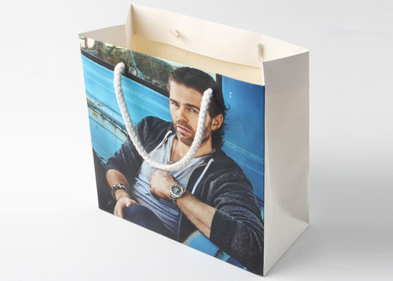 Kraft Paper Coloured Paper Bags With Glossy Lamination , White Personalised Paper Bags