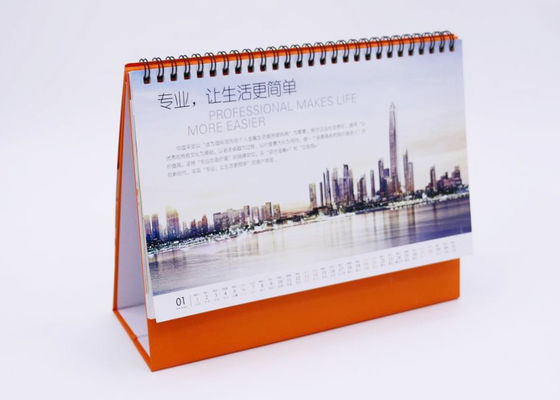 Spiral Customized Self Standing Desk Calendars Duplex Board For Gift Promotion