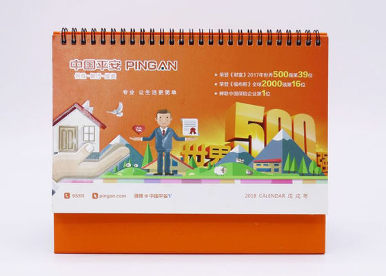 Spiral Customized Self Standing Desk Calendars Duplex Board For Gift Promotion