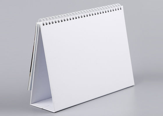 Triangle Office Desk Calendar White Metal Y - O Binding With Pen Holder
