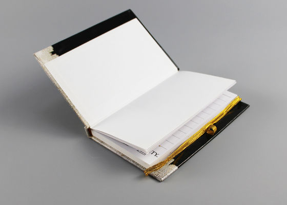 Elastic Straps A4 Hardcover Notebook , Black And Gold Hardback Notebook Journal