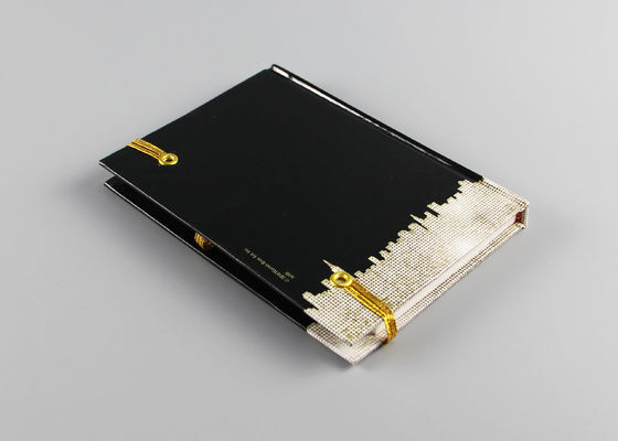 Elastic Straps A4 Hardcover Notebook , Black And Gold Hardback Notebook Journal