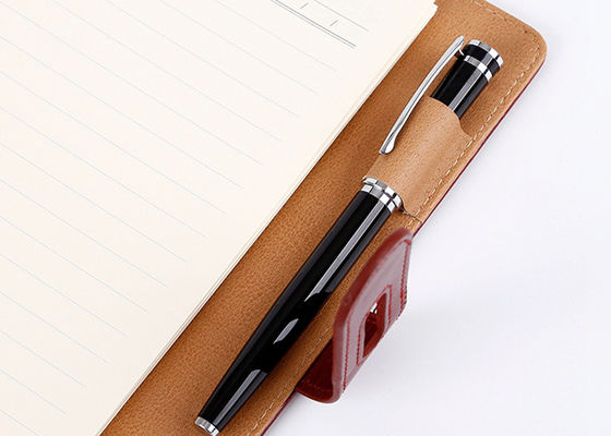 PU Leather Hard Cover Notebook Planner / Journal Flexor Printing With Pen