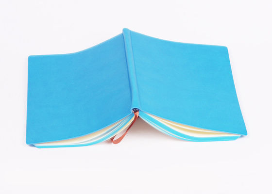 Pu Leather Light Blue Soft Cover Notebook With Color Edge And Belly Band