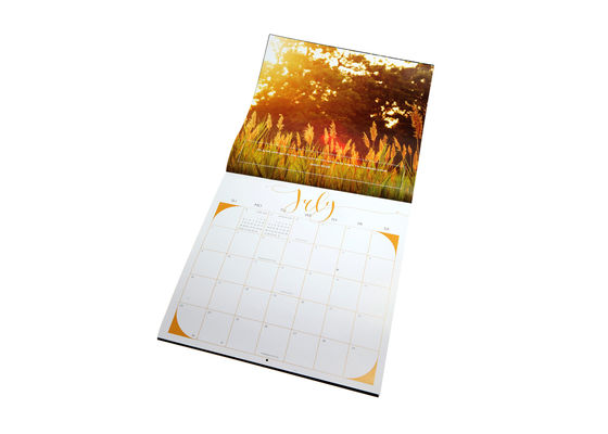 Innovative Kraft Paper Wall Calendar Gold / Silver Foil With Landscape Pattern