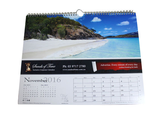 Colorful Beautiful Custom Paper Wall Calendars One Hole Drilled For Home Decoration