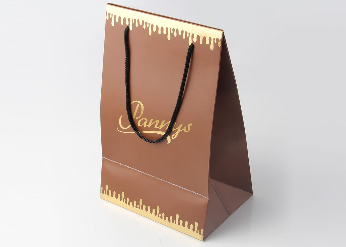 Matte Brown Retail Paper Shopping Bags Full color For Cosmetic Packing