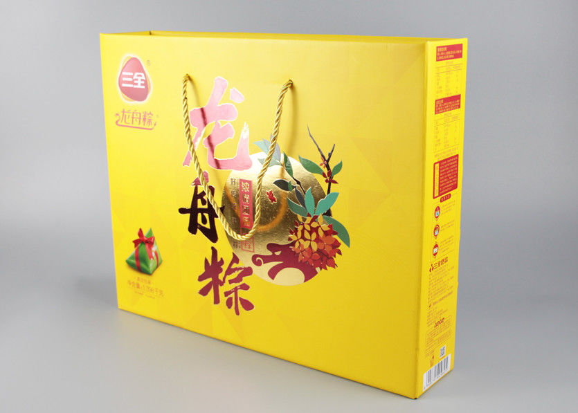 PP Handles Paper Shopping Bags Hard Corrugated With Gold Foil Stamp And Spot UV