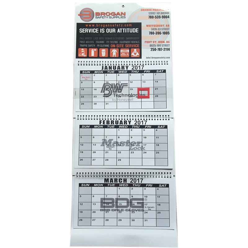 3 Fold Flexor Printing Art Paper Wall Calendars 128gram For New Year Gift