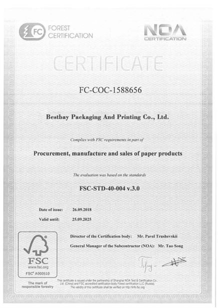 China Bestbay Packaging And Printing Co., Ltd certification